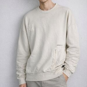 Pull&Bear Urban Movement Cream Sweatshirt Sz L (42) Streetwear Urban Tech Y2K